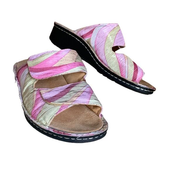 Joseph Stewart Pastel Cork Slip on Slides Sandals Pink Swirl Women’s size 10 - Picture 10 of 10